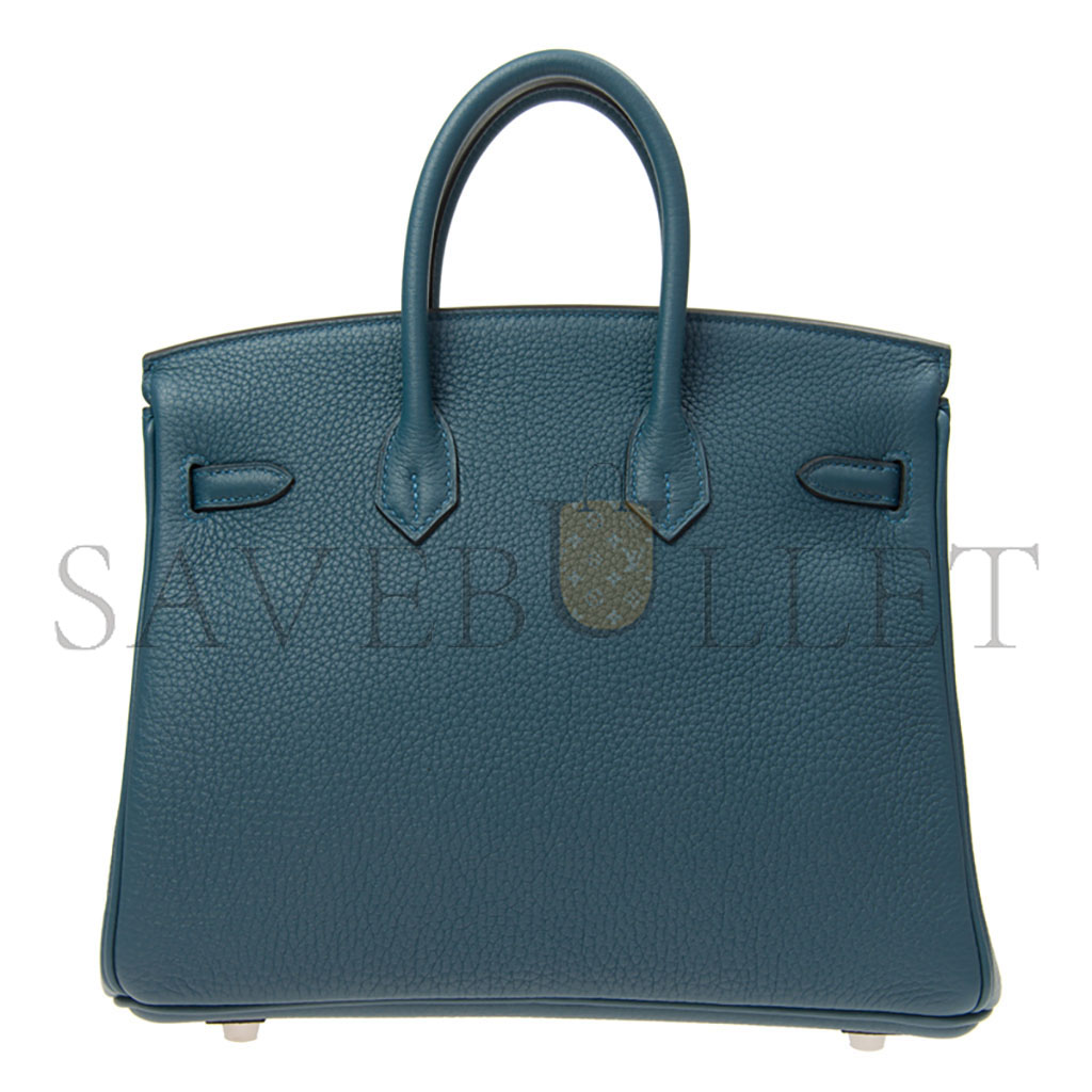H**mes master birkin 25 togo leather denim blue silver buckle bag h028369ck75 (25*20*13cm)